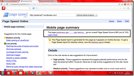pagespeed mobile