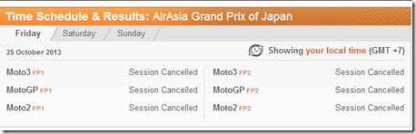free practice 1 and 2 motogp japan 2013 cancelled