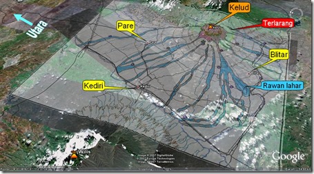 peta daerah bencana gunung kelud
