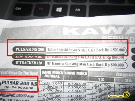Kawasaki bajaj Pulsar 200ns Yogyarta berhadiah langsung tablet android atau cashback 1,5 juta a