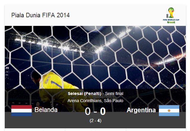 belanda vs argentina semifinal piala dunia 2014