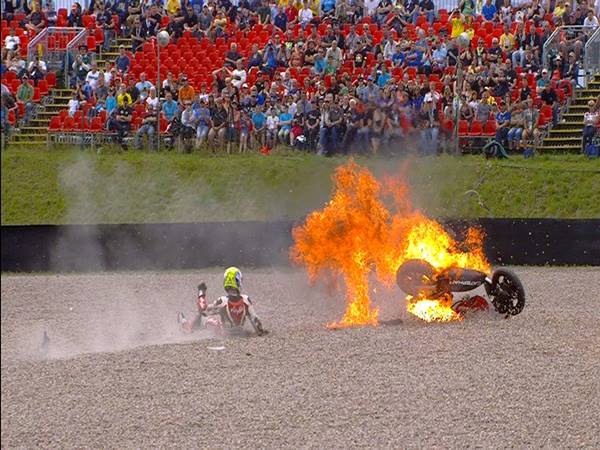 Johan Zarco Burned on Moto2 germany 2014 10540346_10152685422300769_4474455681319488026_n