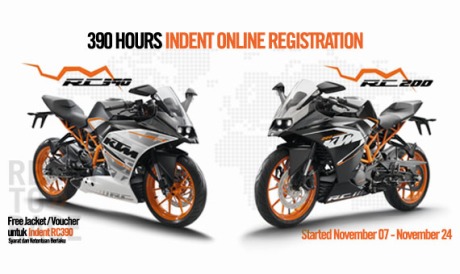 indent online KTM RC390 dan RC200 dibuka selama 390 jam