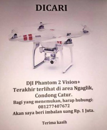 Info Kehilangan Drone DJI Phantom di Jogja