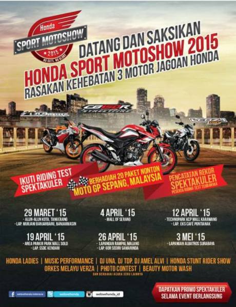 jadwal honda sport motorshow 2015 Indonesia sapa 10 kota