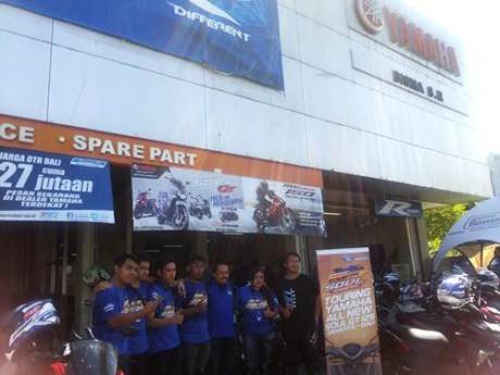 Peserta Tour de Soul naik All New Soul GT 125 di dealer Yamaha Bisma Sunset Road Denpasar Bali