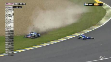Aleix Espargaro Crash Hi SIde Motogp Le Mans france 2015 04Pertamax7.com
