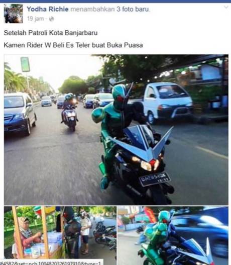 Kamen Rider Keliling Banjarbaru Kalsel naik Honda CBR150R cari takjil 01 pertamax7.com