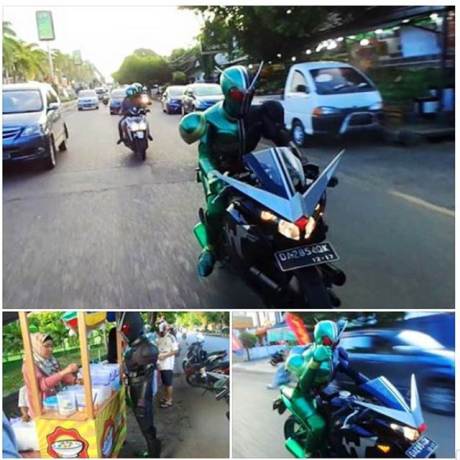 Kamen Rider Keliling Banjarbaru Kalsel naik Honda CBR150R cari takjil 02 pertamax7.com
