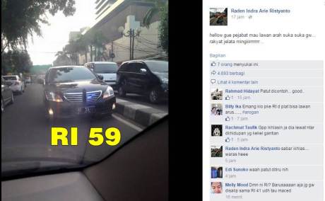 Mobil Pejabat RI-59 Lawan Arus Lagi Heboh di Sosmed