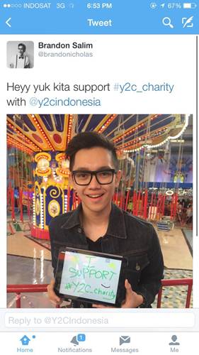 Support Brandon Salim untuk campaign online charity Y2C (Yamaha Youth Company)