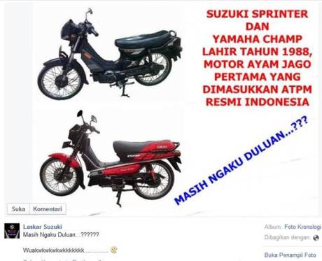motor ayam jago pertama di Indonesia laskar suzuki sprinter dan yamaha champ
