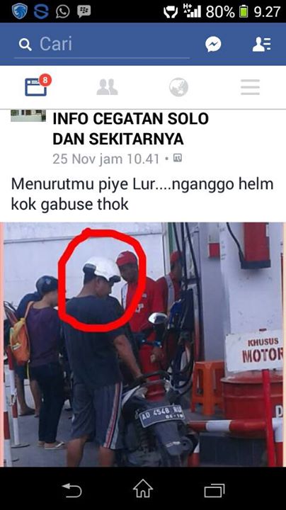 Waduh, Pake helm Kok Cuma Gabusnya pertamax7.com